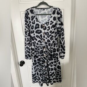 Leopard Print Button-Down Dress